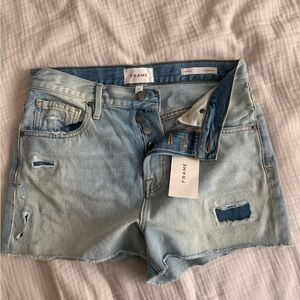 Frame Denim Women's Distressed Light Blue Jean Shorts